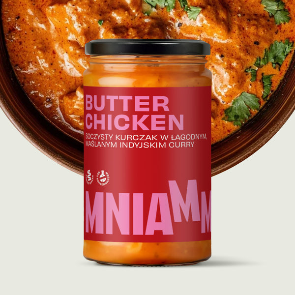 Gotowe danie Butter Chicken MNIAMM w słoiku – prosty, naturalny skład bez sztucznych dodatków