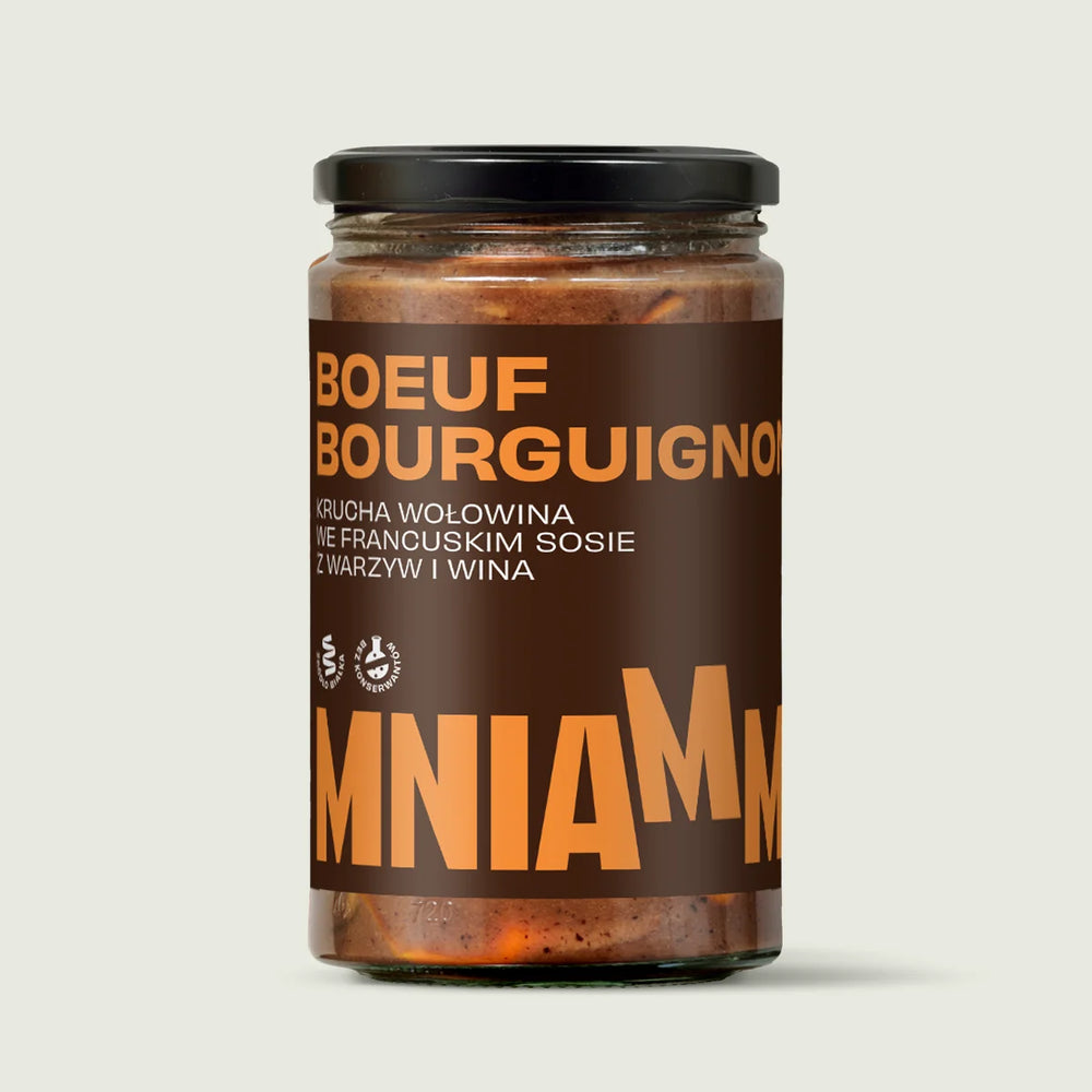 Gotowe danie Boeuf Bourguignon MNIAMM w słoiku – prosty, naturalny skład bez sztucznych dodatków