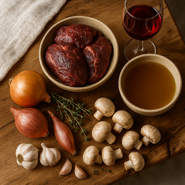 BOEUF BOURGUIGNON  wołowina, wino, przyprawy