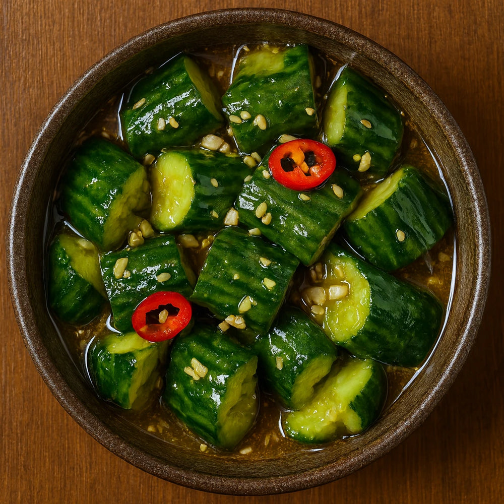 Qingcui - ogórki z chili, złagodzone sosem orzechowym i miodem
