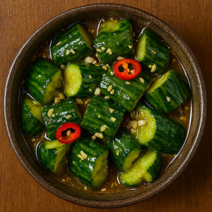 Qingcui - ogórki z chili, złagodzone sosem orzechowym i miodem
